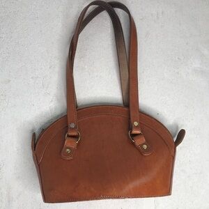 JOHNNY HANNAH WOMENS LEATHER BAG SATCHEL SHOULDER STRAP ZIP CLOSE VINTAGE